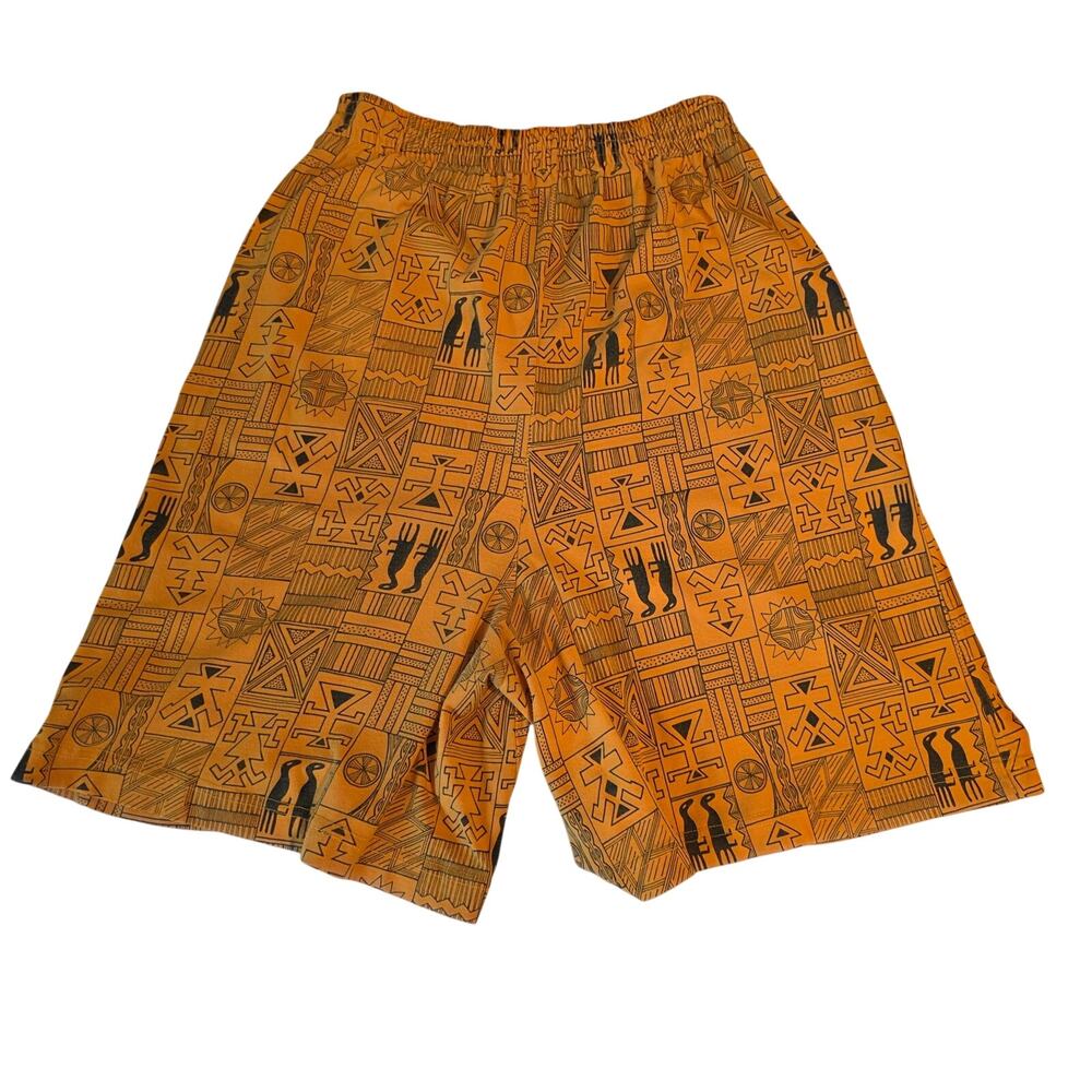 Vintage Michael Carrie Tribal Aztec Print Shorts Boho Mustard Gold M